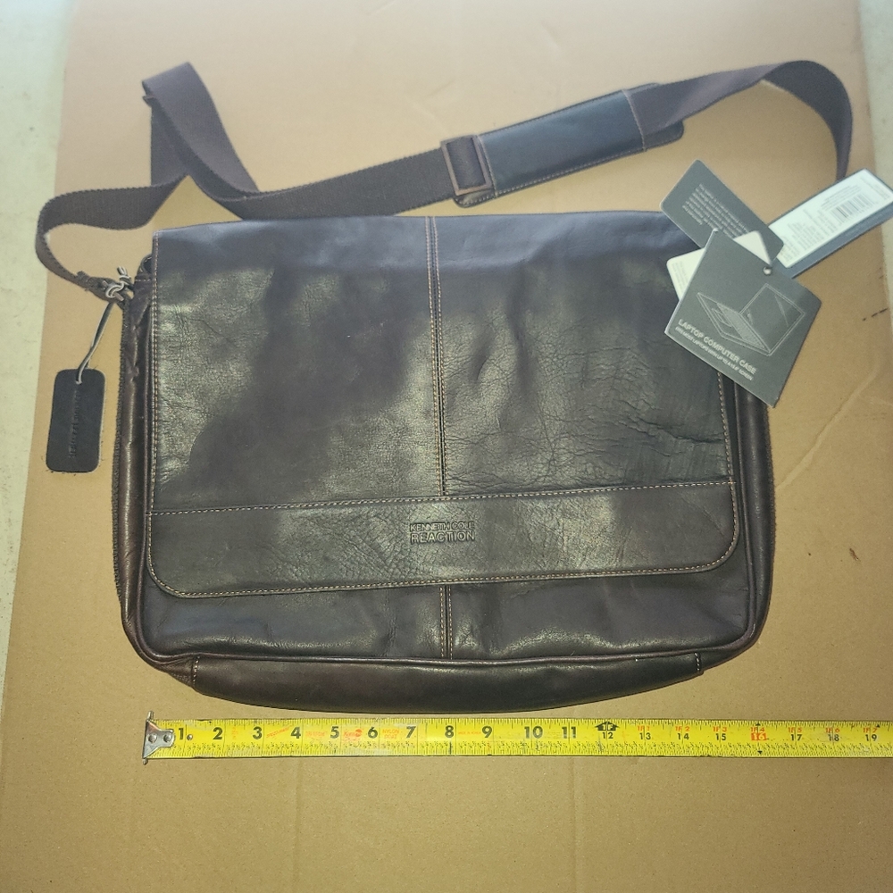 Kenneth Cole Leather Laptop Messenger Bag